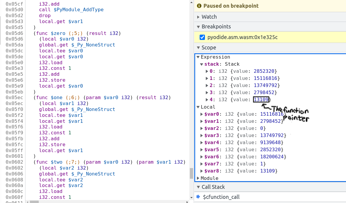 wasm bad function pointer